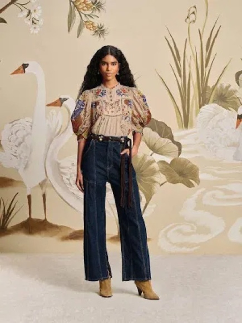 NWT Farm Rio Dark Denim High Waist Snips Pants, Size 26